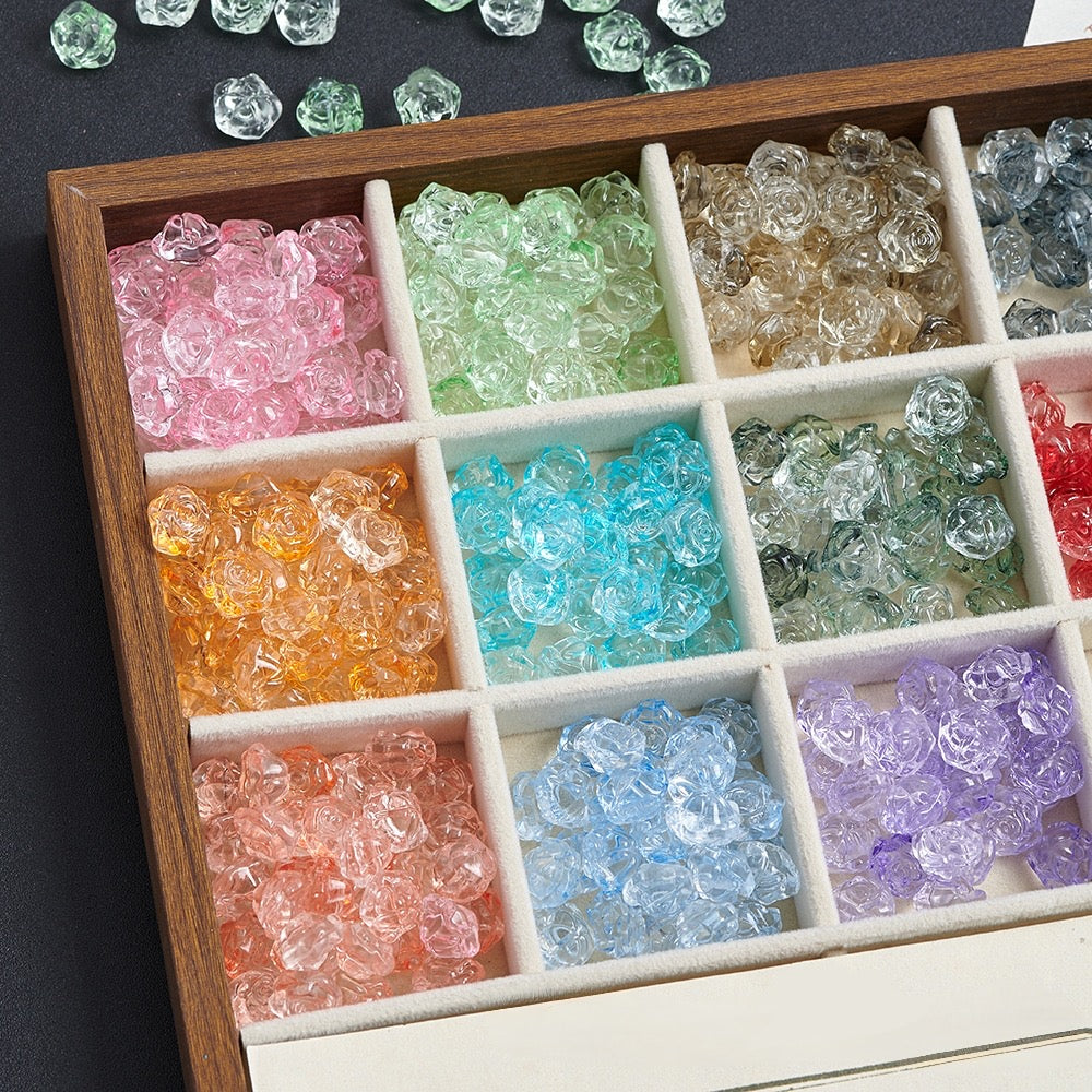 13mm Rose Camellia Glass Material 100g/bag