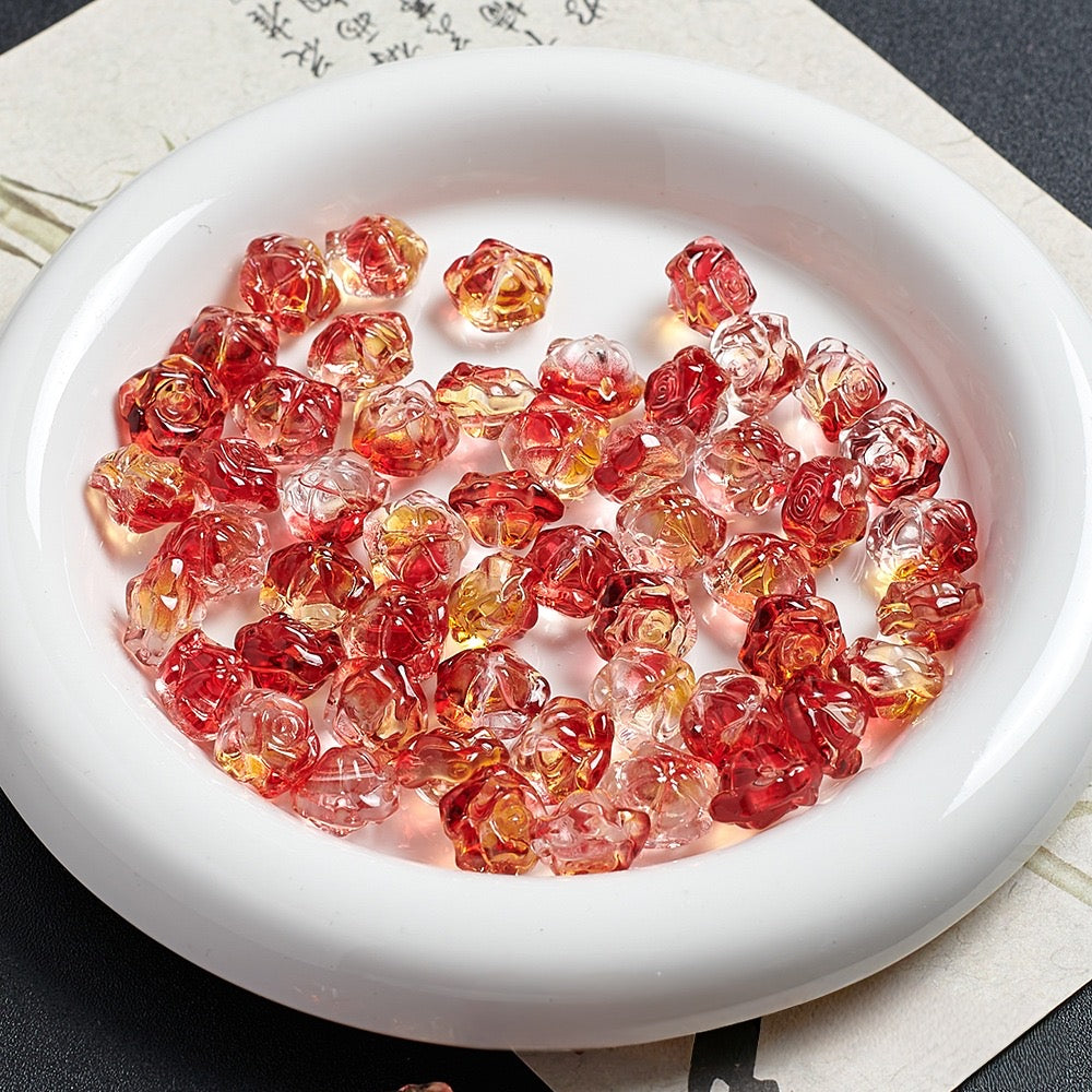 13mm Rose Camellia Glass Material 100g/bag
