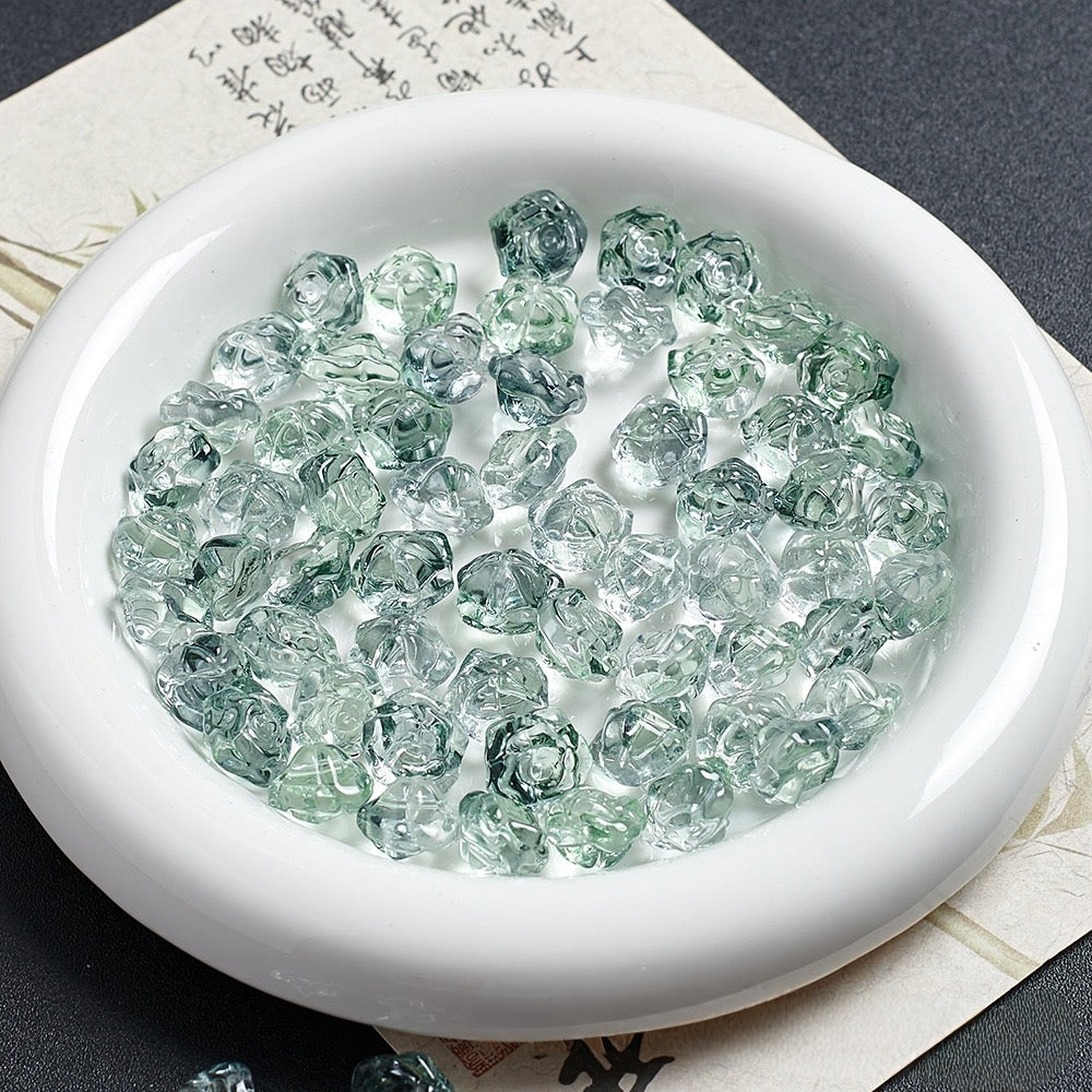 13mm Rose Camellia Glass Material 100g/bag