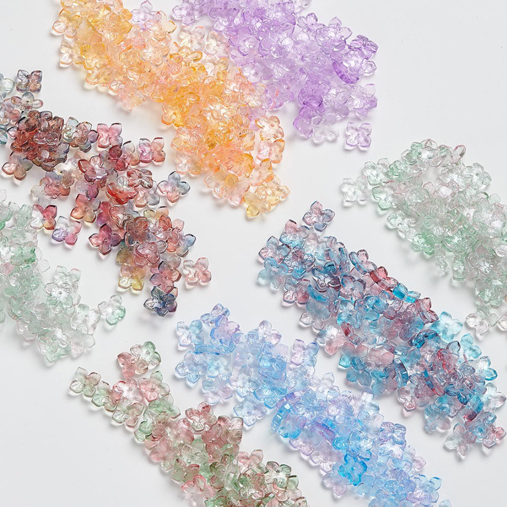 10mm Four-Leaf Clover Glass Flower Hydrangea Spacer Handmade DIY Accessories 100g/bag