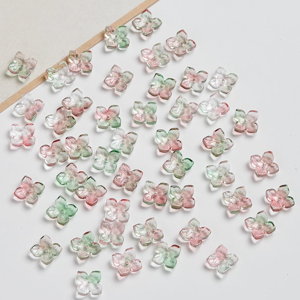 10mm Four-Leaf Clover Glass Flower Hydrangea Spacer Handmade DIY Accessories 100g/bag