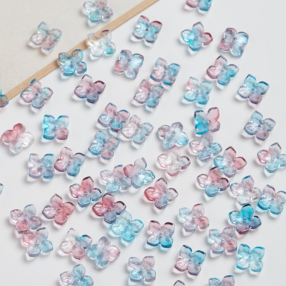 10mm Four-Leaf Clover Glass Flower Hydrangea Spacer Handmade DIY Accessories 100g/bag