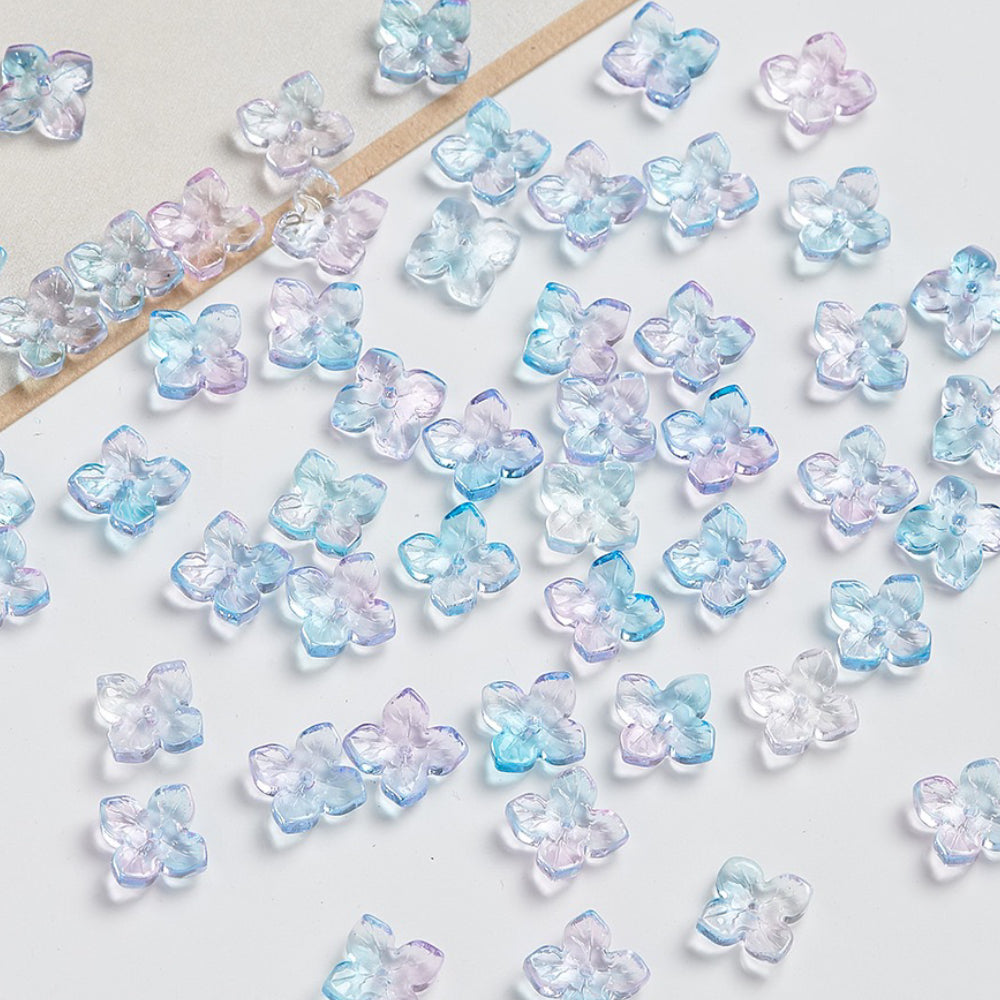 10mm Four-Leaf Clover Glass Flower Hydrangea Spacer Handmade DIY Accessories 100g/bag