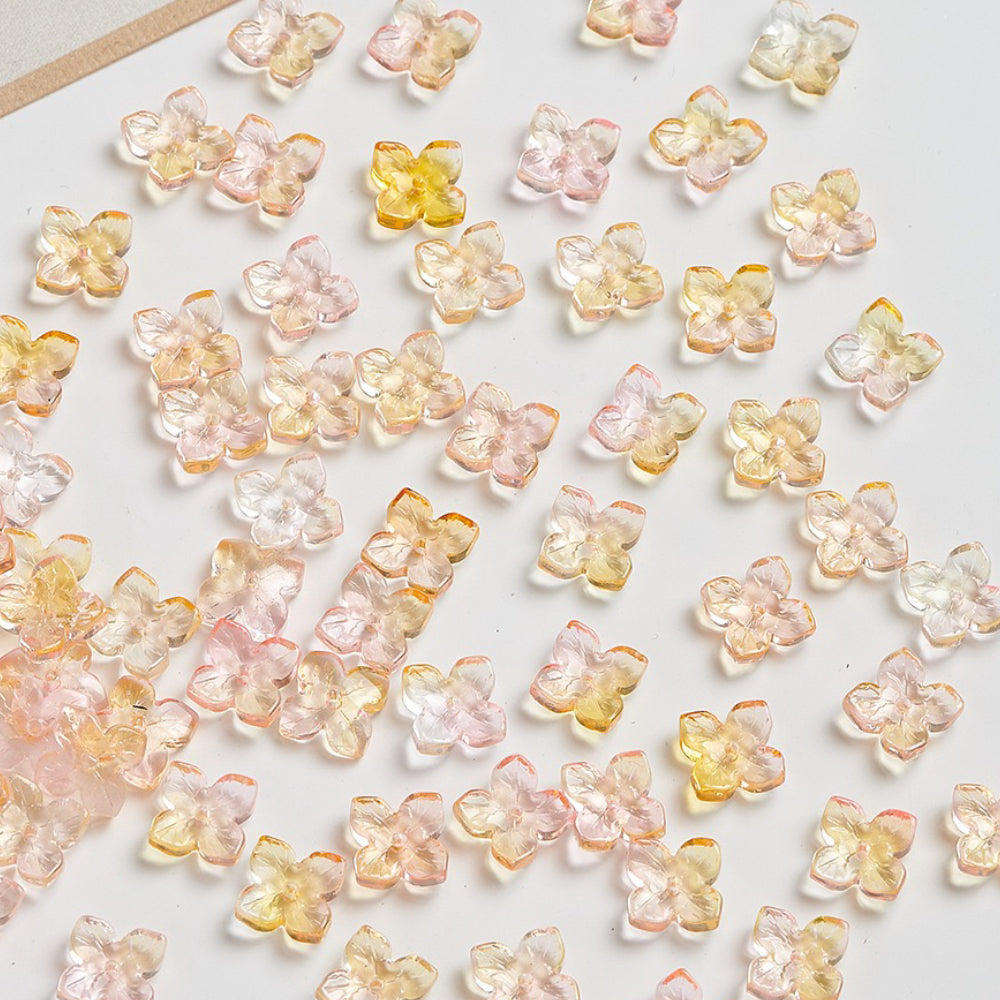10mm Four-Leaf Clover Glass Flower Hydrangea Spacer Handmade DIY Accessories 100g/bag
