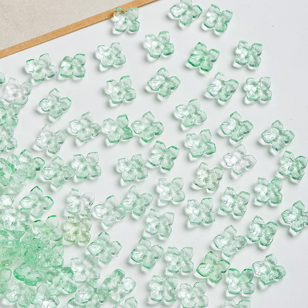 10mm Four-Leaf Clover Glass Flower Hydrangea Spacer Handmade DIY Accessories 100g/bag