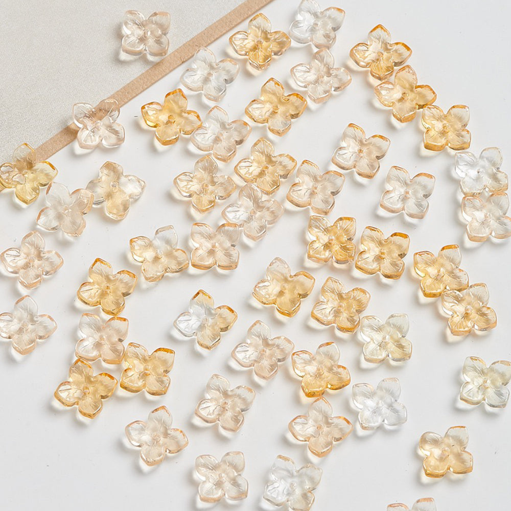 10mm Four-Leaf Clover Glass Flower Hydrangea Spacer Handmade DIY Accessories 100g/bag