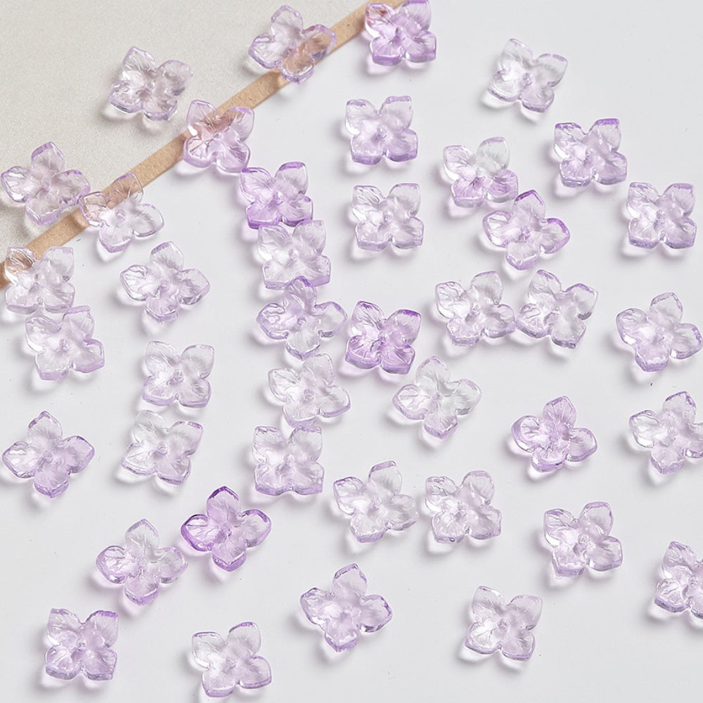 10mm Four-Leaf Clover Glass Flower Hydrangea Spacer Handmade DIY Accessories 100g/bag