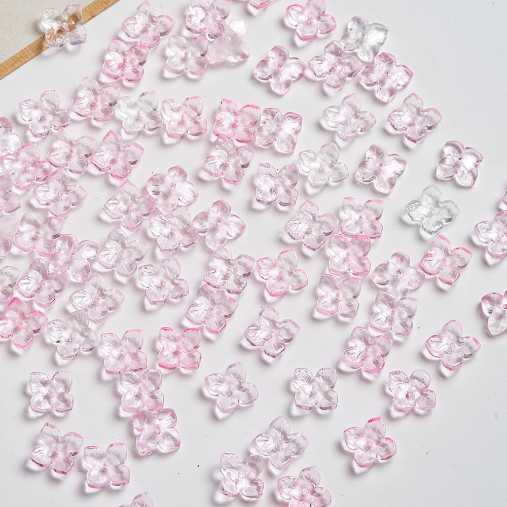 10mm Four-Leaf Clover Glass Flower Hydrangea Spacer Handmade DIY Accessories 100g/bag