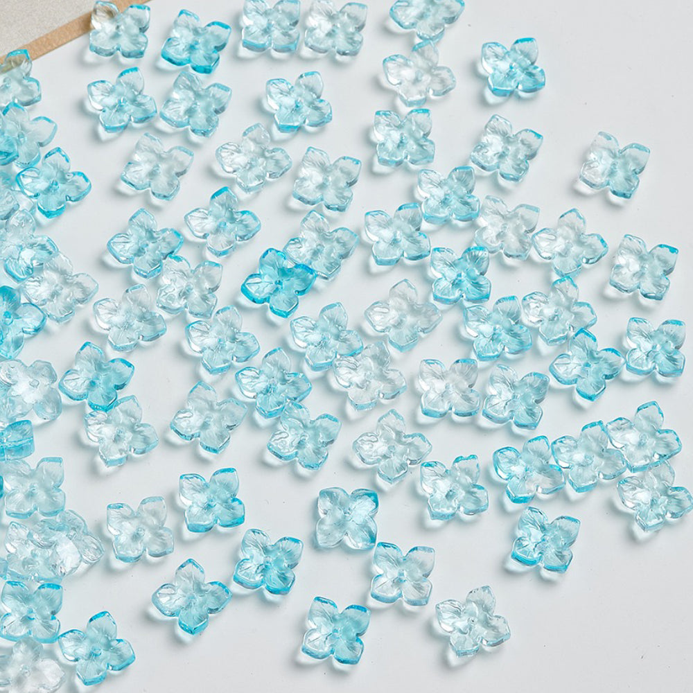 10mm Four-Leaf Clover Glass Flower Hydrangea Spacer Handmade DIY Accessories 100g/bag