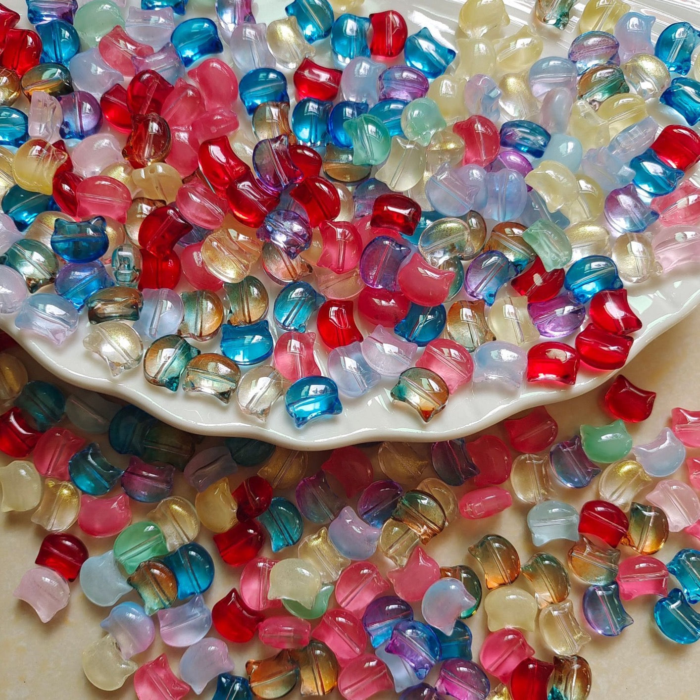 10*8mm Cat Head Glass Beads Handmade Diy Jewelry Accessories 100g/bag