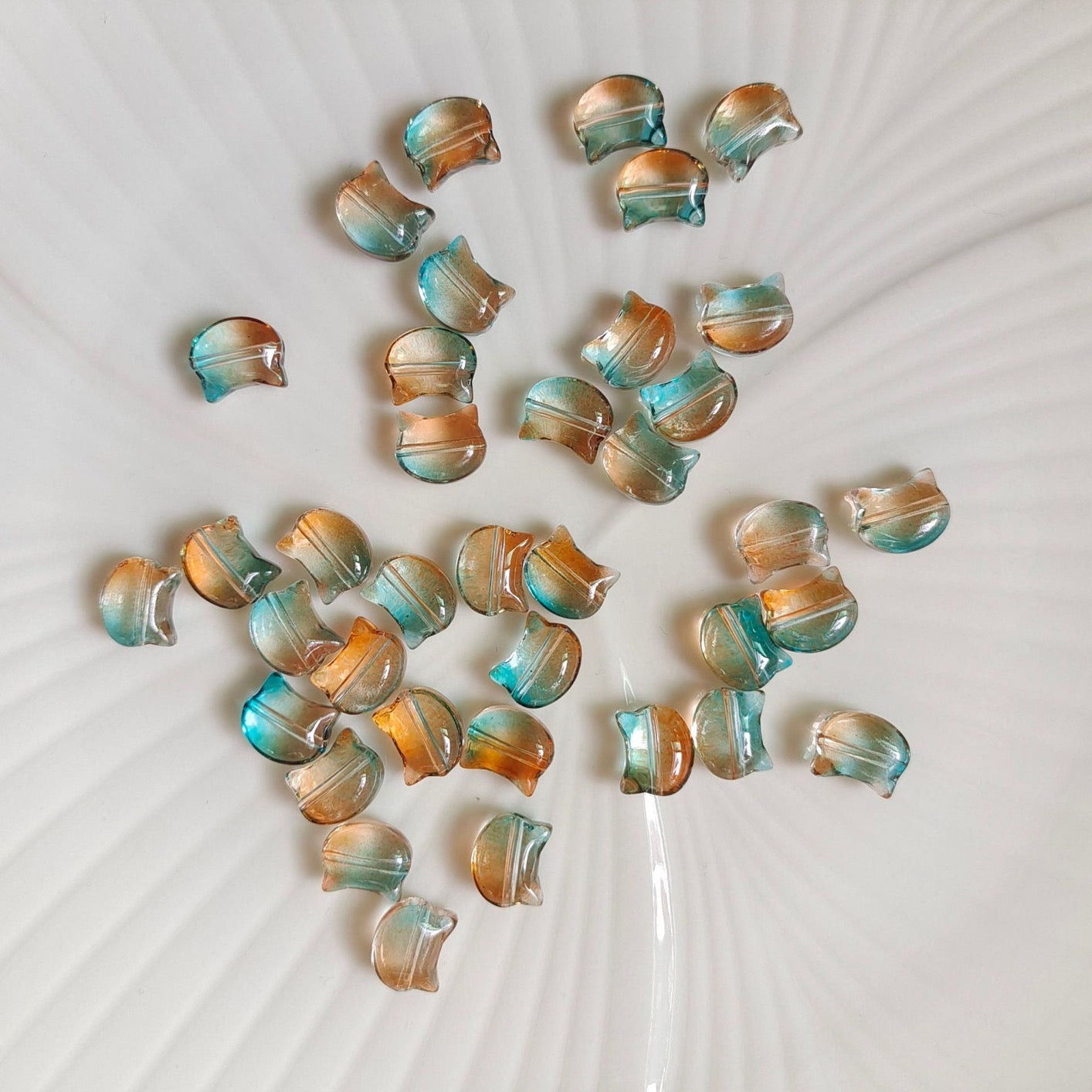 10*8mm Cat Head Glass Beads Handmade Diy Jewelry Accessories 100g/bag
