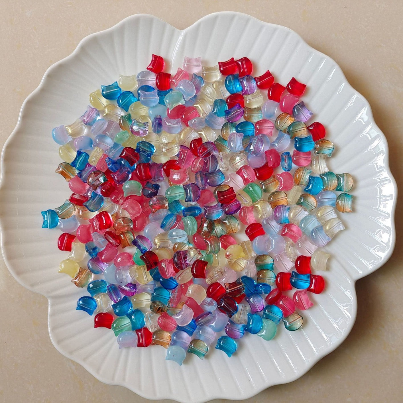 10*8mm Cat Head Glass Beads Handmade Diy Jewelry Accessories 100g/bag