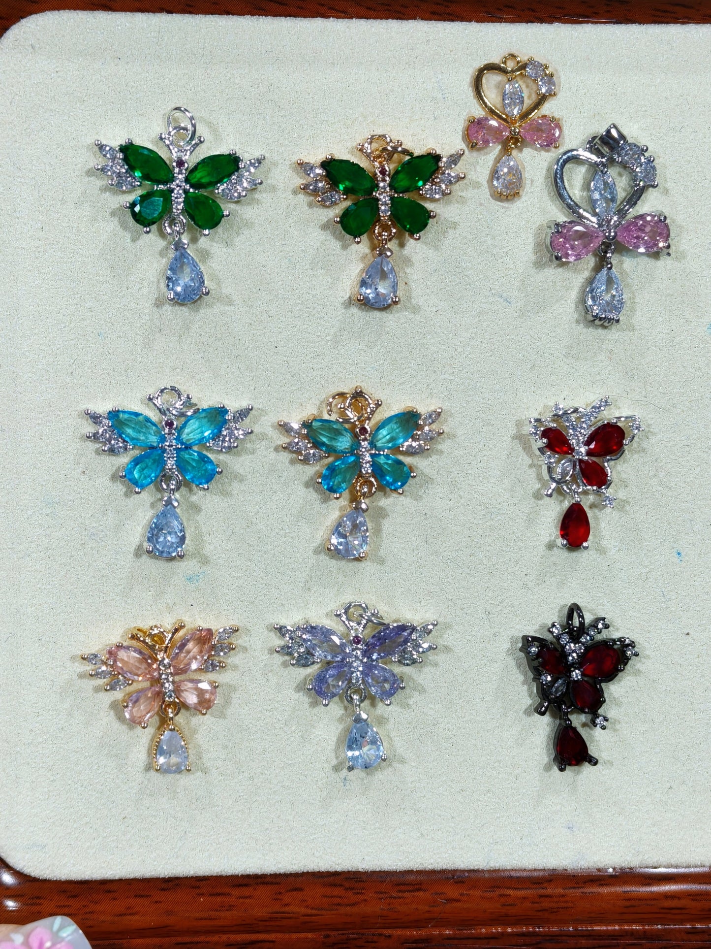 21*23mm Zircon-encrusted butterfly pendant, DIY handmade