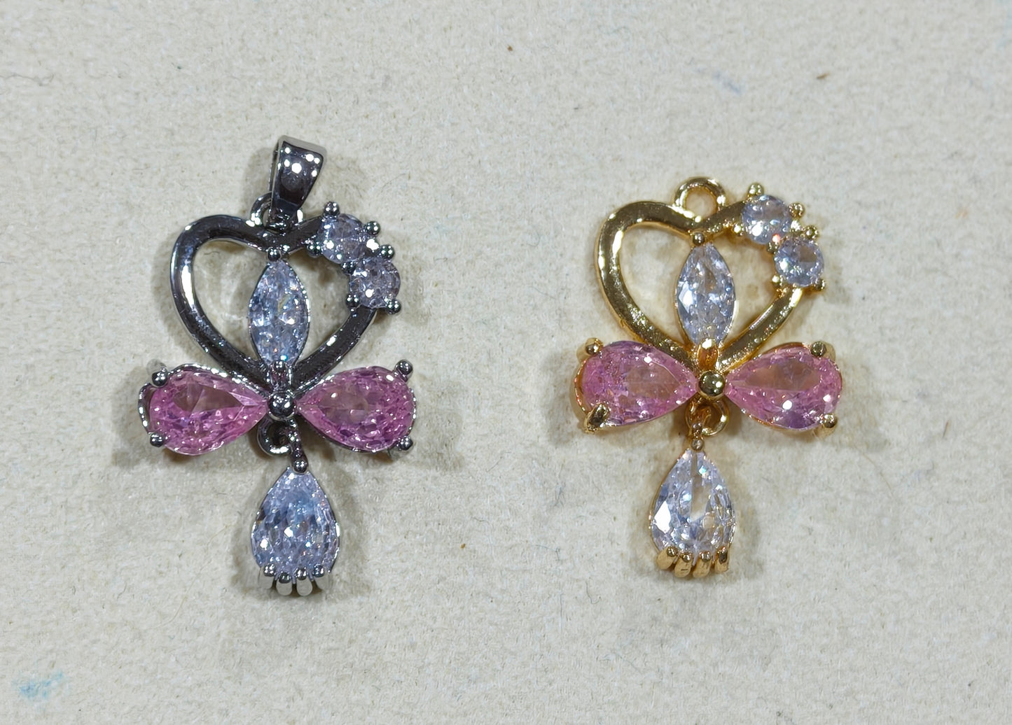 21*23mm Zircon-encrusted butterfly pendant, DIY handmade