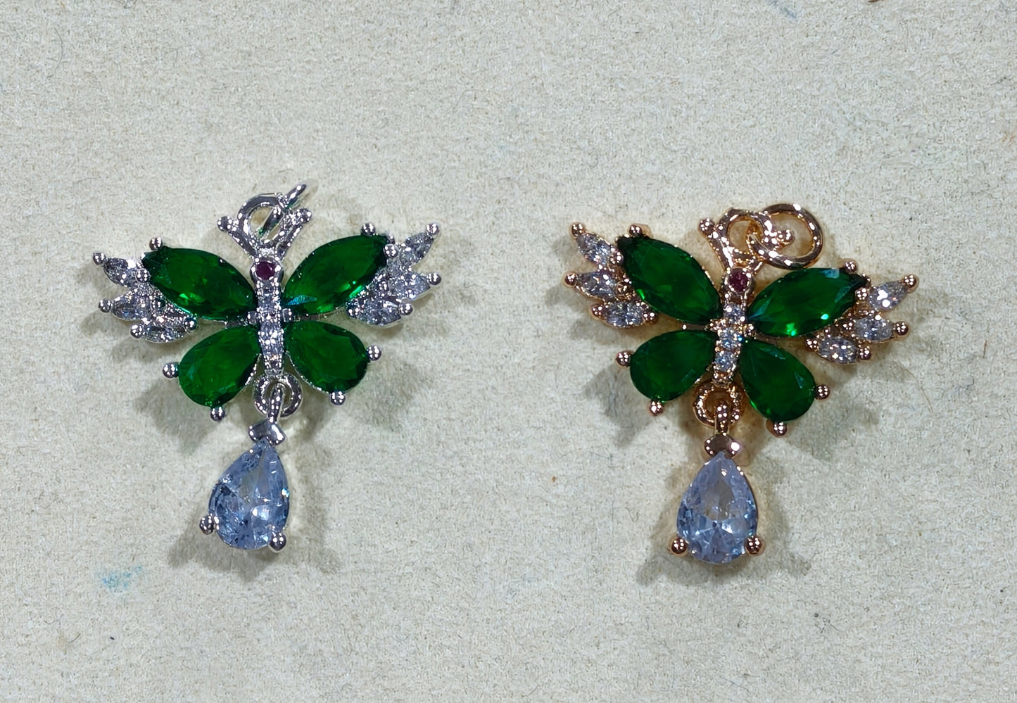 21*23mm Zircon-encrusted butterfly pendant, DIY handmade