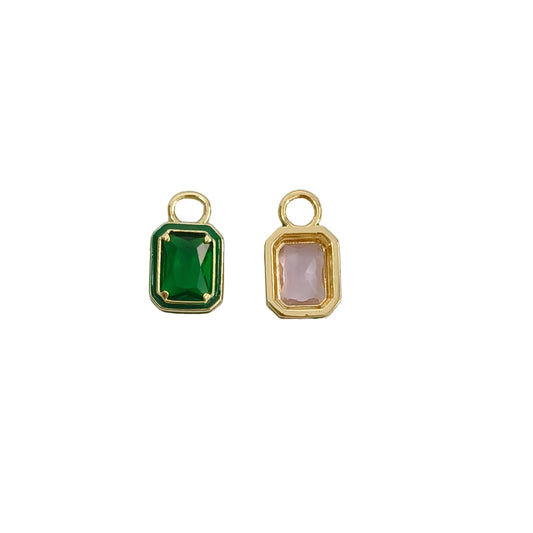 "Vintage Gemstone Casket" Mini Rectangular Colored Gemstone Pendant | Rectangular Pendant Available in Multiple Colors