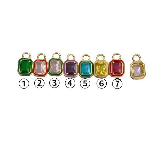 "Vintage Gemstone Casket" Mini Rectangular Colored Gemstone Pendant | Rectangular Pendant Available in Multiple Colors