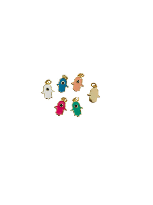 Colorful Dopamine Fatima Hand Pendant | Vintage Gold-Edged Lucky Charm Pendant | Enamel DIY Jewelry Accessories