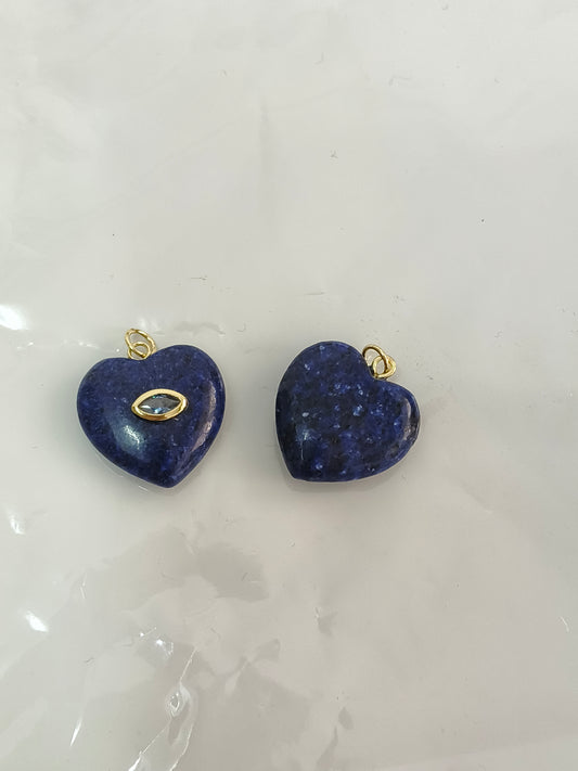 Natural crystal heart-shaped pendant | Vintage gold-rimmed heart's eye gemstone setting | Multiple materials available DIY handmade necklace/bracelet accessory