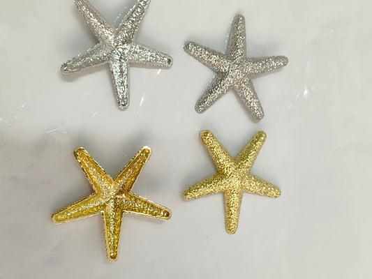 Vintage-style frosted metal starfish accessory | Available in gold/silver | 3D glittery five-pointed star texture | Material for DIY hair accessories/necklaces/earrings