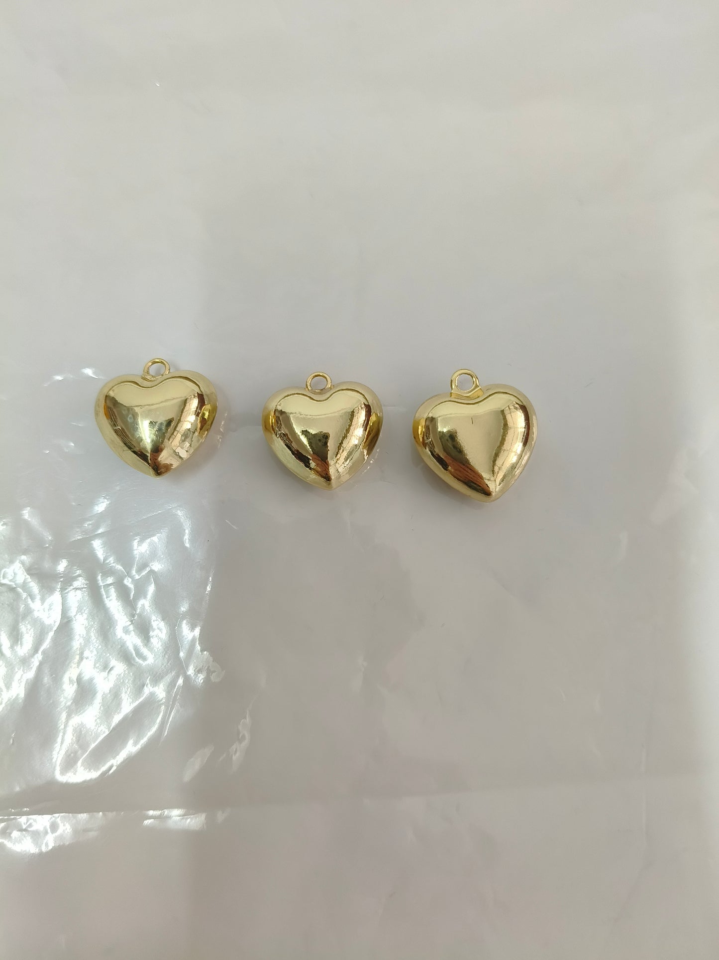 Minimalist high-gloss 3D gold heart pendant | 3D full-bodied drum-shaped heart pendant | Mirror-polished DIY necklace/bracelet accessory