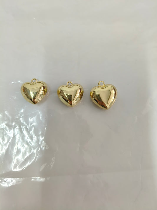 Minimalist high-gloss 3D gold heart pendant | 3D full-bodied drum-shaped heart pendant | Mirror-polished DIY necklace/bracelet accessory