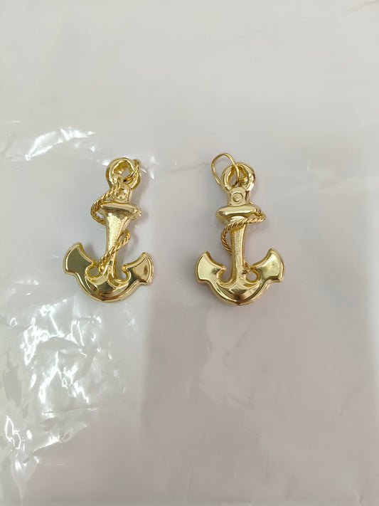 Vintage nautical style gold anchor pendant | Intricate hemp rope wrapping relief | High-gloss mirror finish | DIY handmade necklace/bracelet accessory