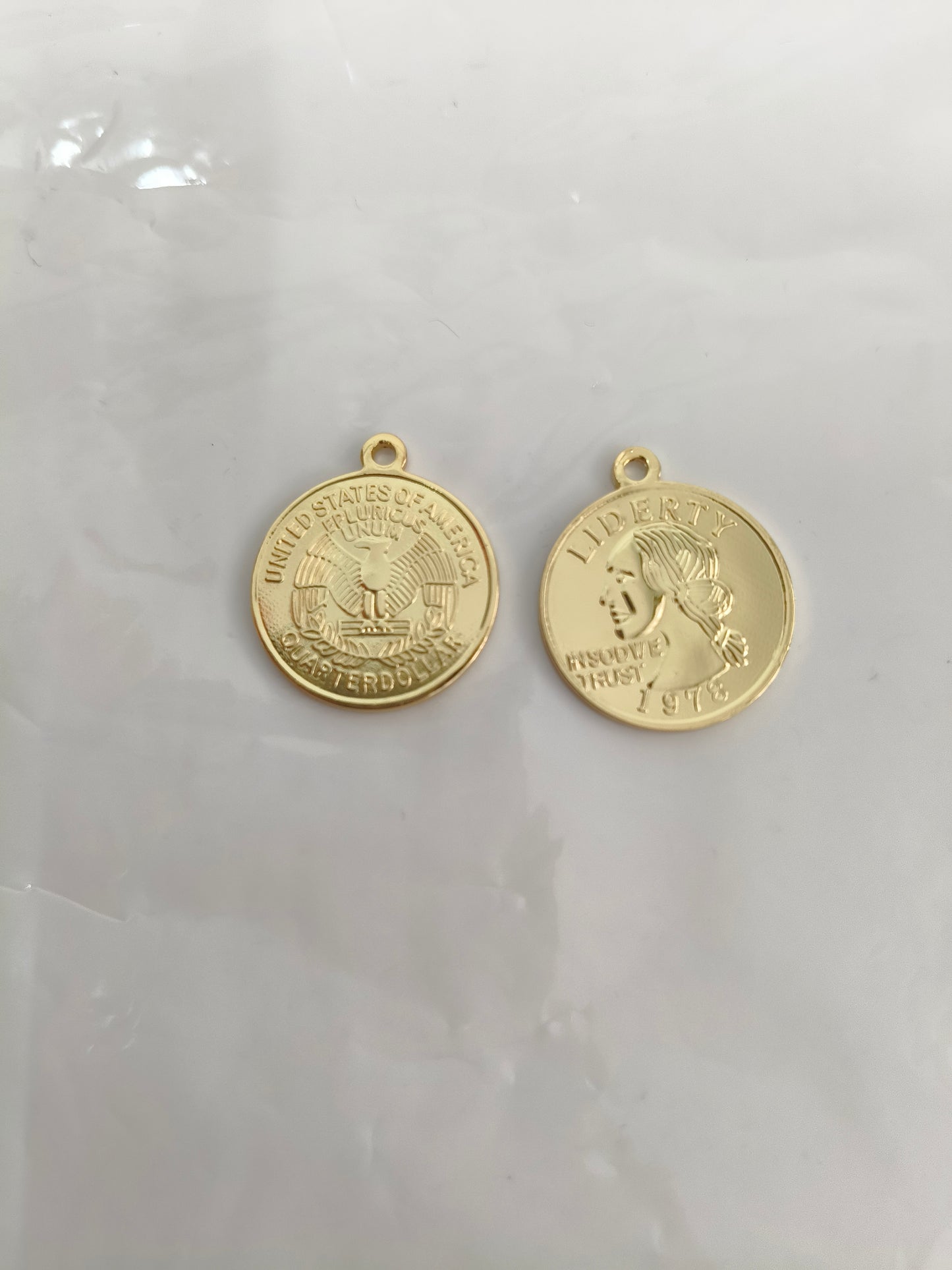 American retro high-gloss gold coin pendant | Double-sided fine relief + top ring | Amulet for attracting wealth and good fortune | DIY necklace/bracelet accessory