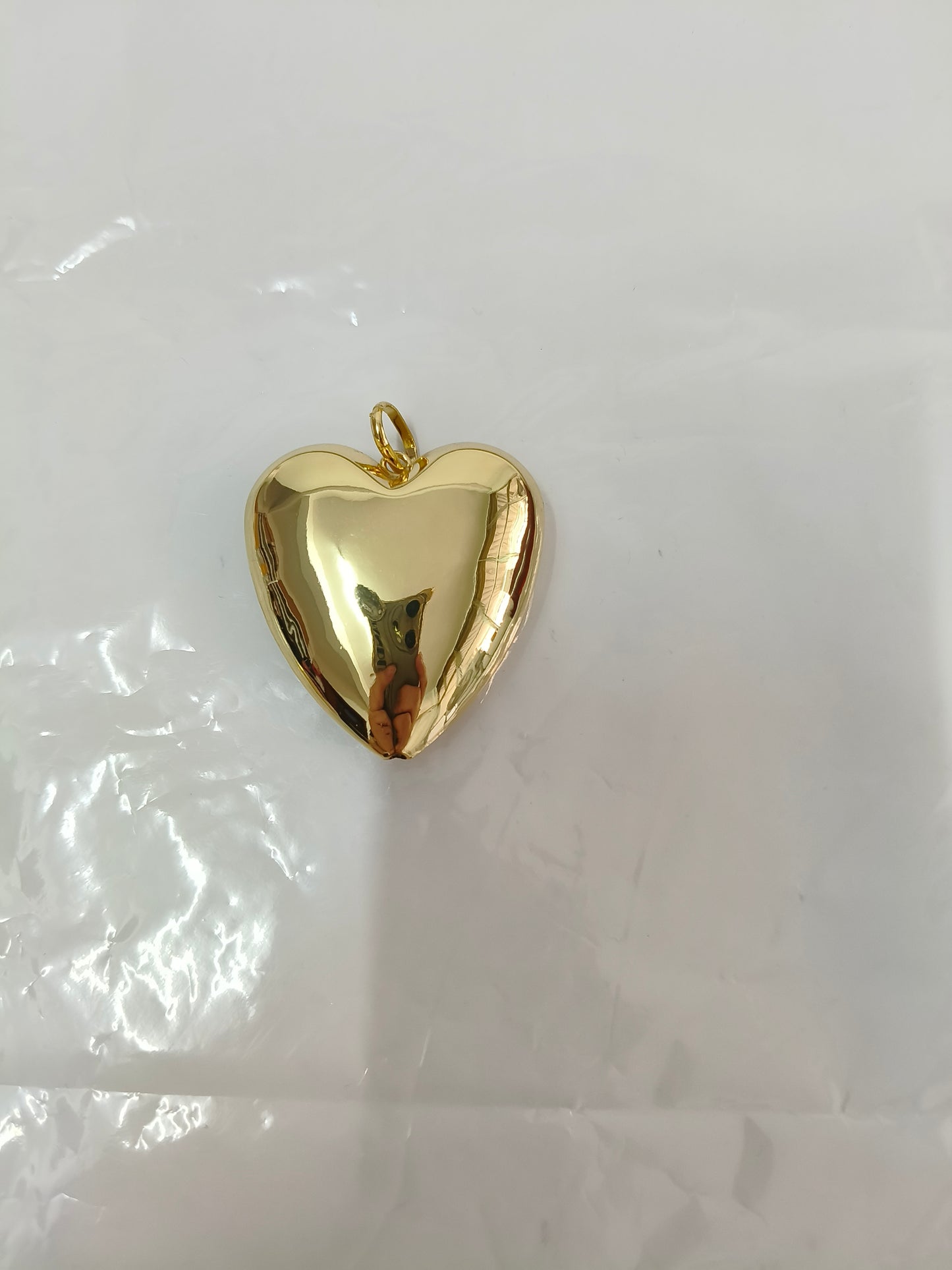 Minimalist high-gloss 3D gold heart pendant | Mirror-polished, rhinestone-free heart-shaped pendant | 3D full drum-shaped surface DIY handmade necklace/bracelet accessory
