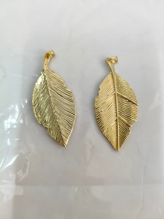 Vintage Brushed 3D Gold Leaf Pendant | Fine Leaf Vein Relief | Natural Forest Style DIY Necklace/Bracelet Accessory
