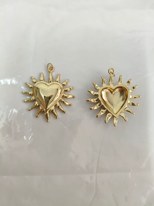Heavy-Crafted Vintage Irregular Radiant 3D Heart Pendant | Hand-hammered Texture + High-gloss Heart Shape | Y2K Light Luxury Style DIY Necklace Accessory