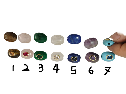 Retro gold inlaid natural crystal large hole barrel beads | Metal-edged colorful treasure embellishment | Bracelet/necklace DIY string bead accessories (various options to choose from)