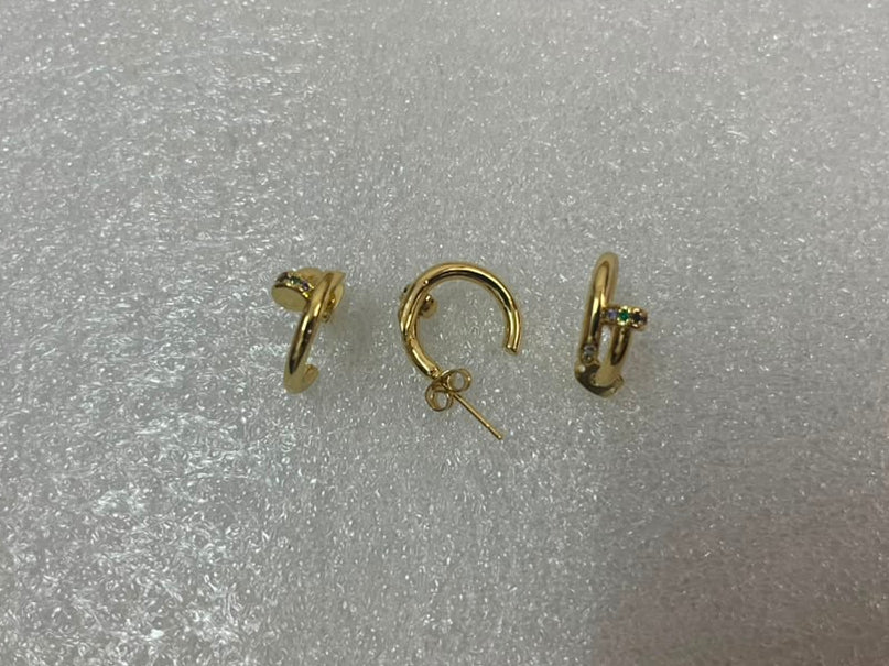 Delicate Gold Hoop Earrings with Gemstone Accents
