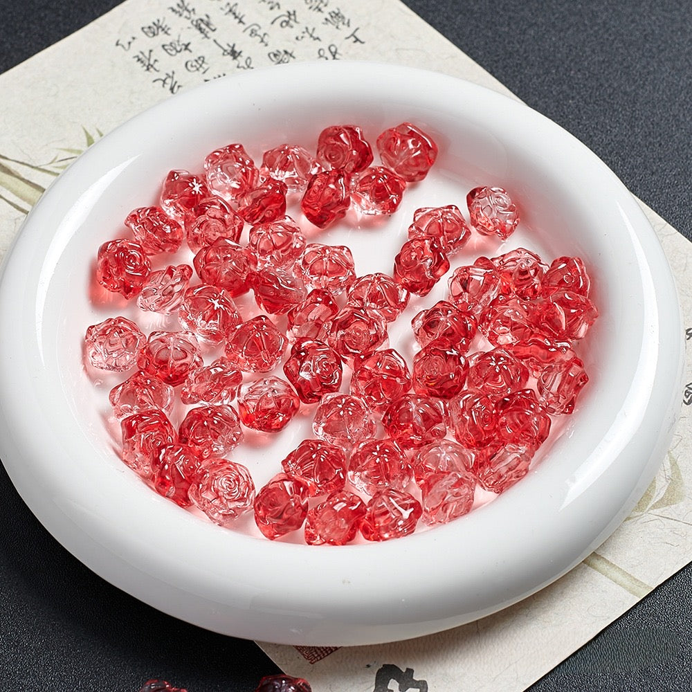 13mm Rose Camellia Glass Material 100g/bag