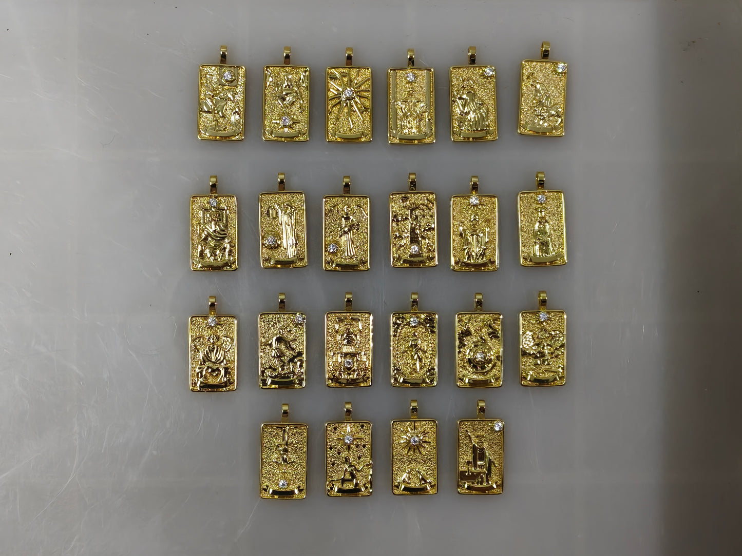 22 Ace Tarot Pendants | Fully Set with Rhinestones & Colorfast Electroplated Gold