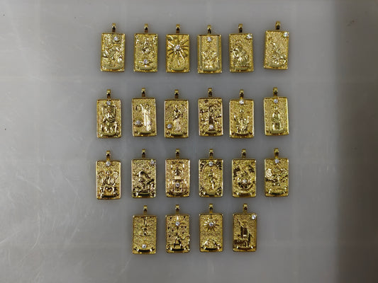 22 Ace Tarot Pendants | Fully Set with Rhinestones & Colorfast Electroplated Gold