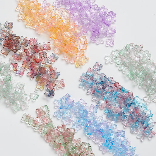 10mm Four-Leaf Clover Glass Flower Hydrangea Spacer Handmade DIY Accessories 100g/bag