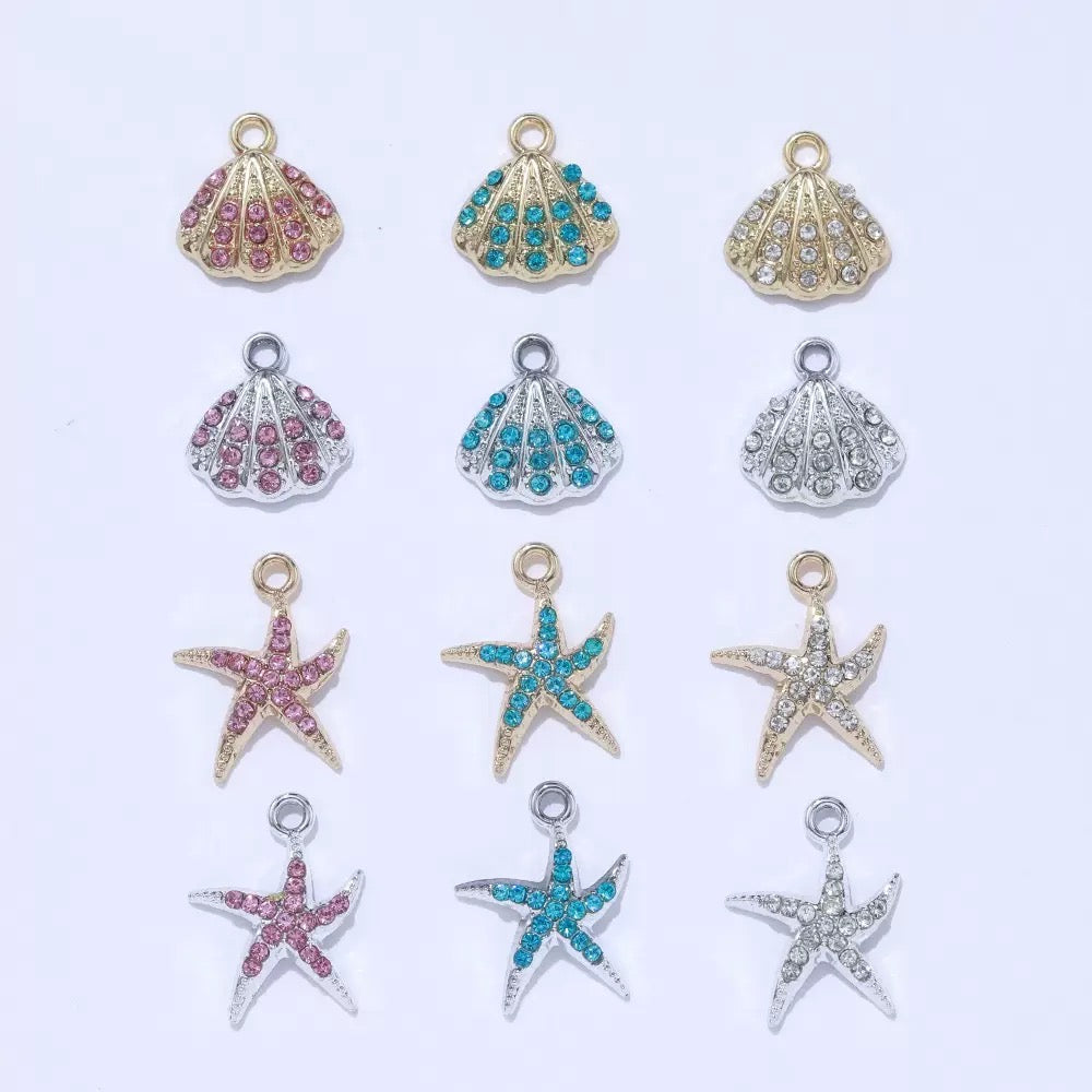 Alloy Shell Starfish Marine Life Pendant DIY Accessories 15 x 20mm