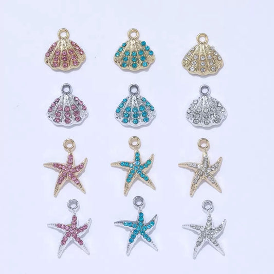 Alloy Shell Starfish Marine Life Pendant DIY Accessories 15 x 20mm
