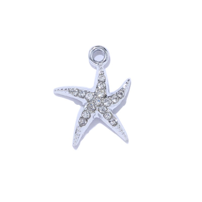 Alloy Shell Starfish Marine Life Pendant DIY Accessories 15 x 20mm