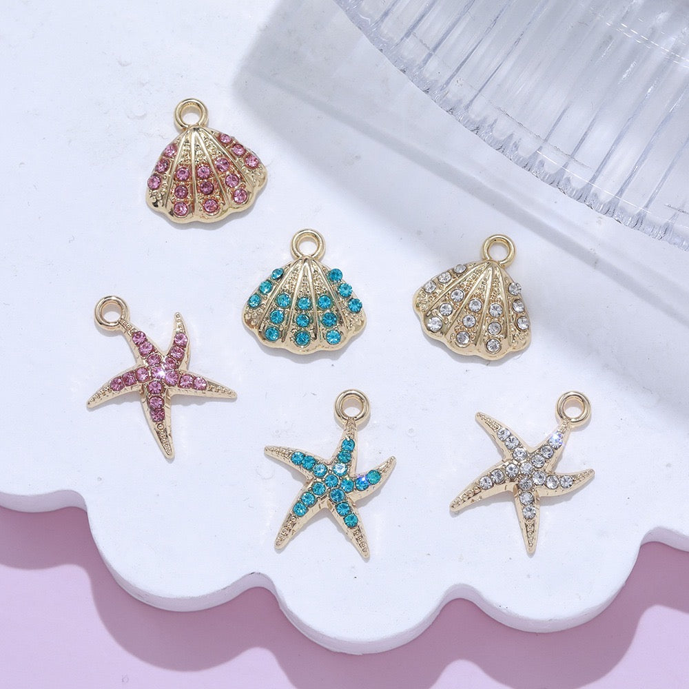 Alloy Shell Starfish Marine Life Pendant DIY Accessories 15 x 20mm