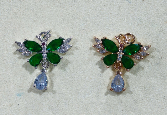 21*23mm Zircon-encrusted butterfly pendant, DIY handmade